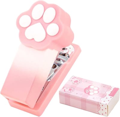 Nietmachine Kattenklauw - Mini nietmachine Bureau - Papier organiseren - Grappig design - 2-15 vellen - Roze