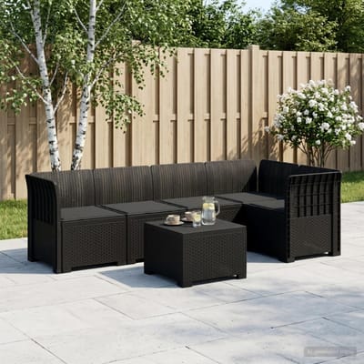 vidaXL - 5-Zits - Tuinbank - met - Kussens - Rattanlook - PP - Antraciet