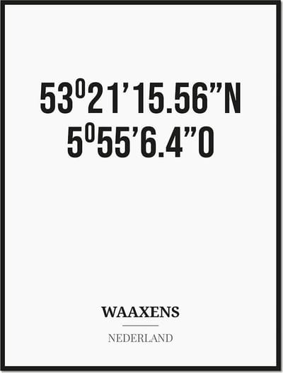 Poster/kaart WAAXENS met coördinaten
