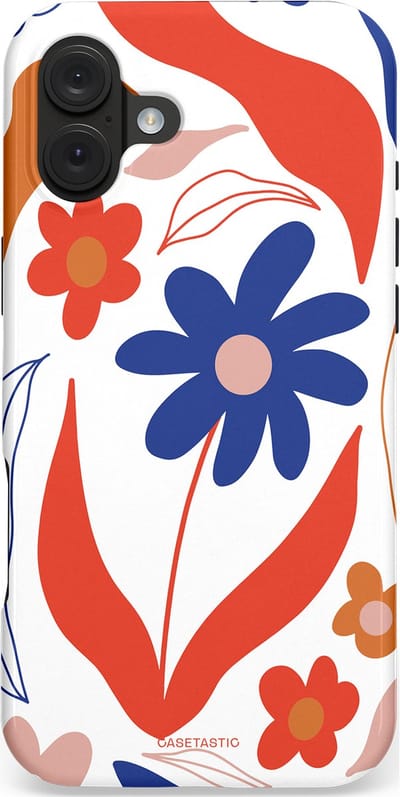 Casetastic hoesje geschikt voor Apple iPhone 16 Plus - MagSafe - Dubbellaagse bescherming - Kleuren in bloei - Fashion Case - Wit Rood Perzik Donkerblauw