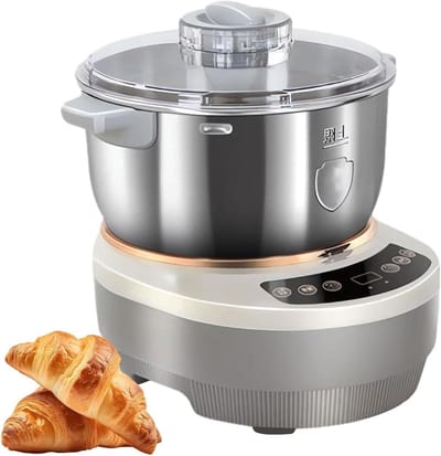 Deegmaker met Fermentatie - Broodmaker Keukenapparaat - Thuis Bakken - Roestvrijstalen Antiaanbak Mixer - 5 Liter Inhoud - Zilver