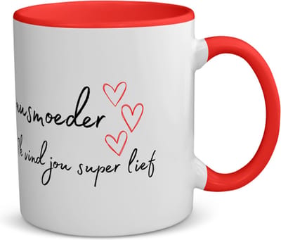 Akyol - bonusmoeder ik vind jou super lief koffiemok - theemok - rood - Mama - de liefste bonusmoeder - moeder cadeautjes - moederdag - verjaardag - geschenk - kado - 350 ML inhoud
