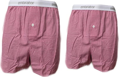 Embrator 2-stuks mannen Boxershort geruit rood/wit XXL