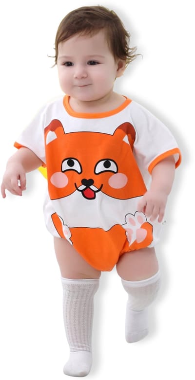 BoefieBoef Schattige Baby Dieren Romper Vos Boxpakje - Zacht Katoenen Babykleding 0-12 Maanden - Jumpsuit Kinderen - Pyjama - Speelpak - Outfit - Babybody - Comfortabel Babypakje Drukknoopsluiting - Jongen & Meisje - Perfect Kraamcadeau - 0-1 jaar