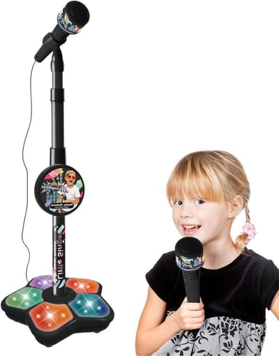 Karaoke Microfoon - Zang Speelgoed - Muziek Plezier - In Hoogte Verstelbaar - Tot 100 cm - Zwart