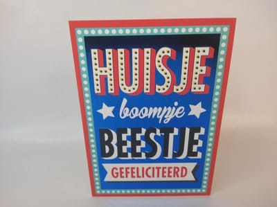 Wenskaarten met envelop - Set van 6 wenskaarten - Nieuwe woning- Dubbele kaart- huisje Boompje Beestje -