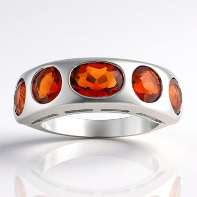 Cavill - Zilveren ring - 925 Sterling zilver gerhodineerd - 2,142 ct Madeira citrien uit Brazilië - Ovaal en rond geslepen stenen - Elegante ring