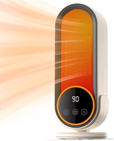 Elektrische kachel - verwarming - energiezuinige draagbare kachel met instelbare thermostat - 1200W snelle keramische verwarmingstechnologie - met afstandsbediening en timer - ideaal voor thuis en op kantoor - wit upgrade model