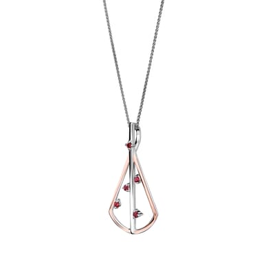 Orphelia 'Sacha' Dames 925 Sterling Zilveren Ketting met Bedel - Zilver/Roze ZH-7496