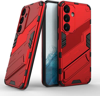Solidenz StandGuard Xtreme geschikt voor Samsung Galaxy S24 FE hoesje - Rood