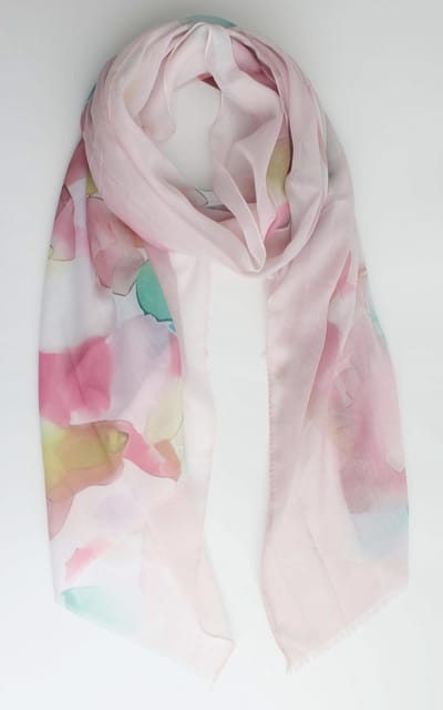 Jules scarf- Accessories Junkie Amsterdam- Dames sjaal- Katoen- Fantasie print- Cosy chic- Licht roze