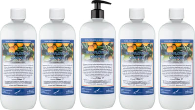 Bodylotion Orange 1 Liter - met gratis pomp - set van 5 stuks - Voordeelverpakking
