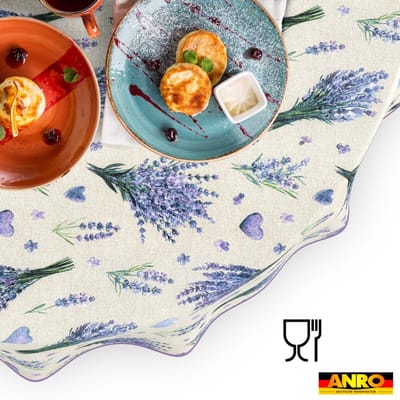 ANRO Tafelkleed Lavendel Paars Rond Ø100cm Met sierband Afwasbaar Waterafstotend Binnen & Buiten