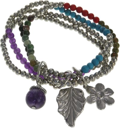 Behave - Armband - natuursteen multikleur - boho stijl - nikkelvrij