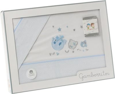 Gamberritos Lakenset Kinderwagen Vogeltjes Katoen Blauw 3-delig