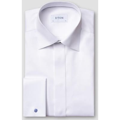 Eton Overhemd Signature Twill Uni French Cuff Hidden Button Placket Wit / male