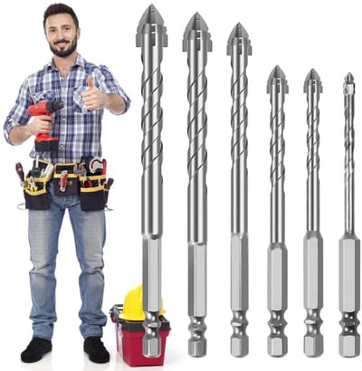 Dailygoods - Boor Set - Eccentrische Boor met 4 Snijkanten - Multi-Functioneel - 6 Stuks - Hoogwaardige Staal - Geschikt voor Beton - 4/5/6/8/10/12 mm