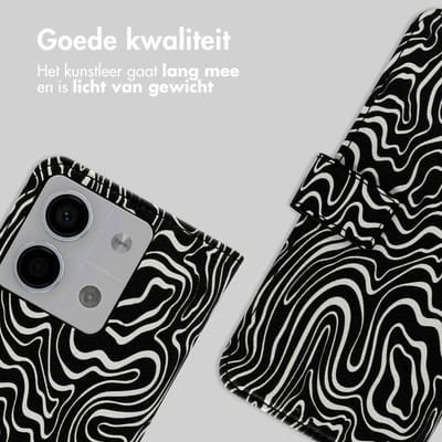 imoshion Hoesje - Geschikt voor Xiaomi Redmi Note 13 (5G) - Design Bookcase smartphone - Black And White