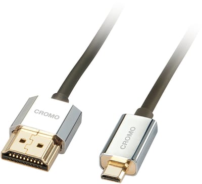 LINDY HDMI Aansluitkabel HDMI-A stekker, HDMI-micro-D stekker 2.00 m Zwart 41682 HDMI-kabel