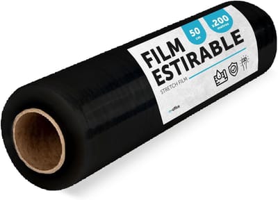 Verpakkingsfolie - Plastic folie - Meubels beschermen - Zwart en rekbaar - 50 cm x 200 m - Zwart