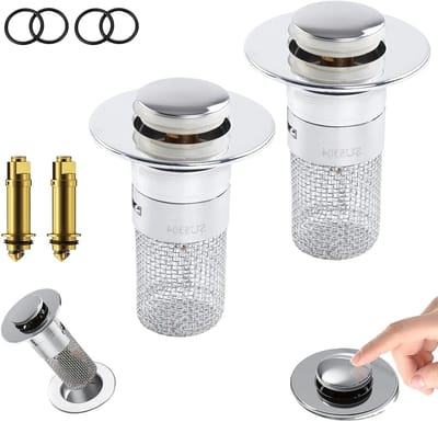 Basin Stoppen 34-40mm, Universele Pop-Up Afvoerstop voor Wasbak en Badkuip, Afvoerfilter voor Gootsteen en Badkamers