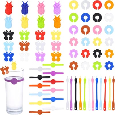 Kleurige Herbruikbare Wijnglasmarkers - Creatieve Siliconen Marker Set voor Feesten en Dagelijks Gebruik, 6 Vormen, Perfect voor Wijnglazen en Evenementen