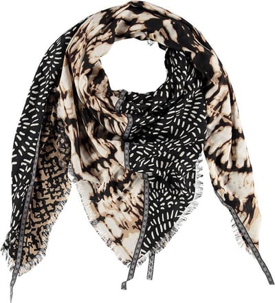 Sjaal panterprint - Sjaal dames - Winter - Polyester - Zwart - Beige
