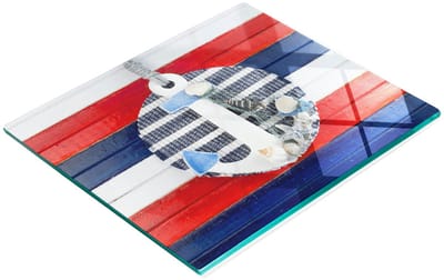 Glazen snijplank met decoratief ankermotief, 60x52 cm