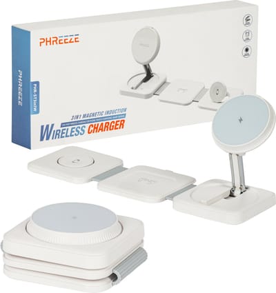 3-in-1 Oplaadstation Draadloos Opvouwbaar - Draadloze Oplader - Wireless Qi Charger - 3 in 1 Oplader geschikt voor Apple Watch / iPhone / AirPods