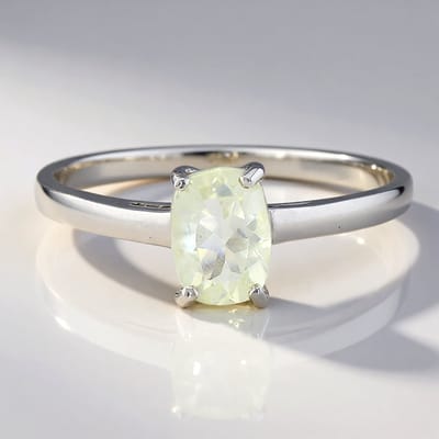 Cavill - Zilveren Ring met 0,74 ct Orthoklaas uit Madagaskar - 925 Sterling Zilver - Antiek Geslepen Ovaal - Elegante Prong Zetting - Maat 17