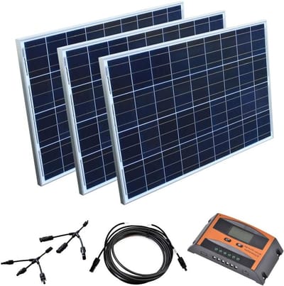 Zonne-energie set - Zonnepaneel kit - Energie opwekken - Compleet voor beginners - 300 Watt - Zwart