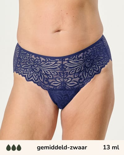 Moodies incontinentie ondergoed - Hipster lace - gemiddeld-zwaar kruisje - maat S - navy