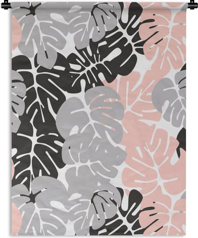 Wandkleed - Wanddoek - Monstera - Pastel - Patronen - Bladeren - 90x120 cm - Wandtapijt