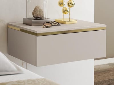 Vente-unique Set van 2 hangende nachtkastjes met 1 lade - Beige en goudkleurig - VUKIA