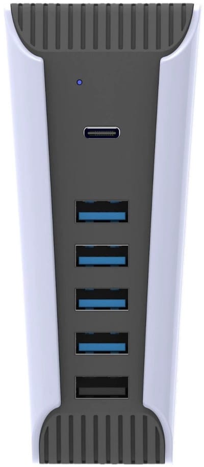 NAXSIR USB Hub geschikt voor Playstation 5,6-in-1 USB Extender met 5 Poorten (4x USB 2.0 + 1x USB 3.0 + Type-C) - Hoge Snelheid Dataoverdracht