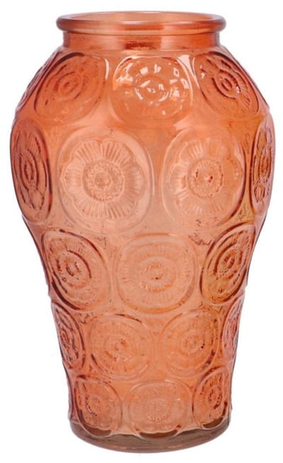 DK Design Bloemenvaas Circle - boeket vaas - glas - oranje - 15 x 25 cm
