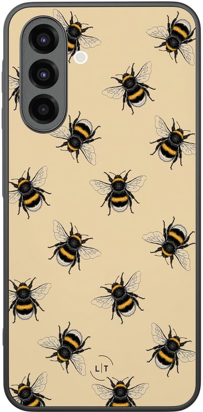Leuke Telefoonhoesjes - Hoesje geschikt voor Samsung Galaxy A26 - Bijen print - Backcover zwart - Print / Illustratie - Geel