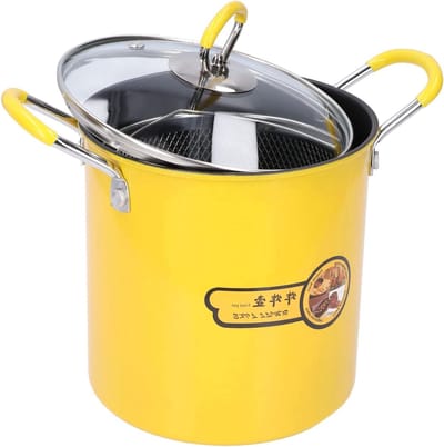 Mini Frituurpan - Kleine Friteuse - Thuis Frituren - Verhoogd Potlichaam - 3 Liter - Geel