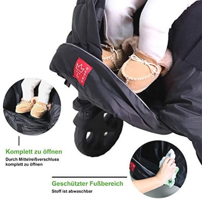 Voetenzak Iglu Thermo Fleece - Zwart - Waterafstotend en Fleece Voering voor Kinderen 6-36 maanden