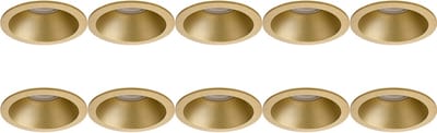 Spot Armatuur 10 Pack - Pragmi Pollon Pro - GU10 Inbouwspot - Rond - Goud - Aluminium - Verdiept - Ø82mm