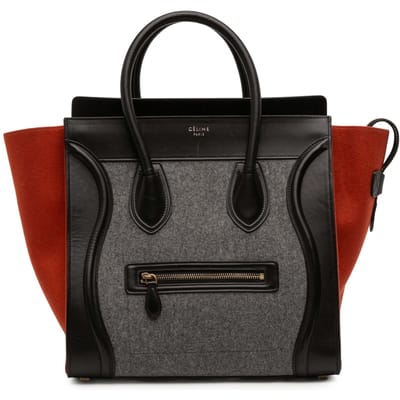 Tweedekans Mini Tricolor Vilt Wol en Kalfsleer Bagage Tote