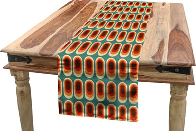ABAKUHAUS Retro Tafelloper, Vintage Fashion Ethno, Eetkamerkeuken Rechthoekige decoratieve Tafelloper, 40 x 180 cm, Meerkleurig