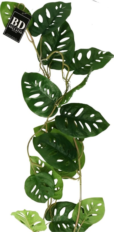 Bellatio Design kunstplant / bladeren deco slinger - Gatenplant/philodendron - groen - 120 cm lang - planten guirlandes
