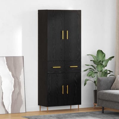 vidaXL - Highboard - Zwart - Eiken - 69,5 - x - 34 - x - 180 - cm - Bewerkt - hout