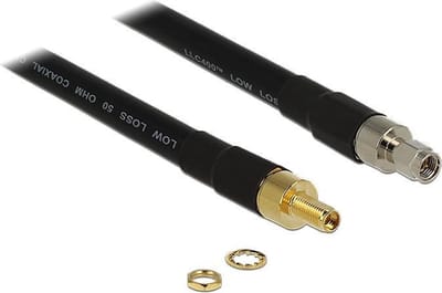 DeLOCK SMA (m) - SMA (v) verlengkabel - CFD400/LLC400 - 50 Ohm / zwart - 0,40 meter