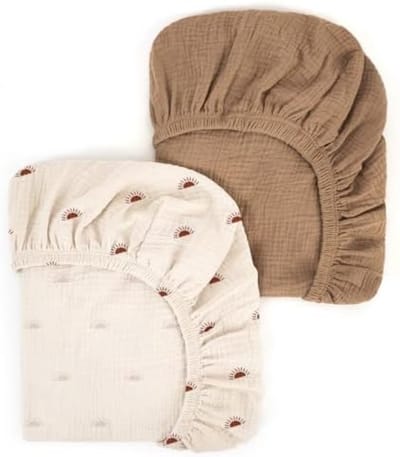Zachte Mousseline Hoeslakenset voor Babybedjes - 2 Stuks - Universele Maat