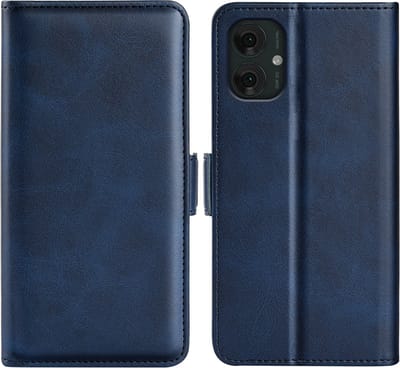 MobyDefend Hoesje - Geschikt voor Motorola Moto G55 - Luxe Wallet Book Case (Sluiting Zijkant) - Blauw