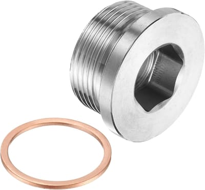 1" BSP Pijp Plug Fitting, 304 RVS Interne Hex Head Socket Pijp Cap Adapter Connector met Koperen Wasmachine voor Afdichten van Olie, Gas en Water - Duurzaam en Betrouwbaar