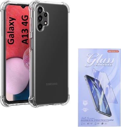 Shockproof Hoesje Geschikt voor: Samsung Galaxy A13 4G - Anti -Shock Silicone - Transparant + 1x Screenprotector