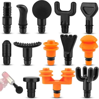 Massage Gun Opzetstukken - Fascia Accessoires - Spierontspanning - 13 Verschillende Koppen - 18.8 mm Diameter - Zwart Geel